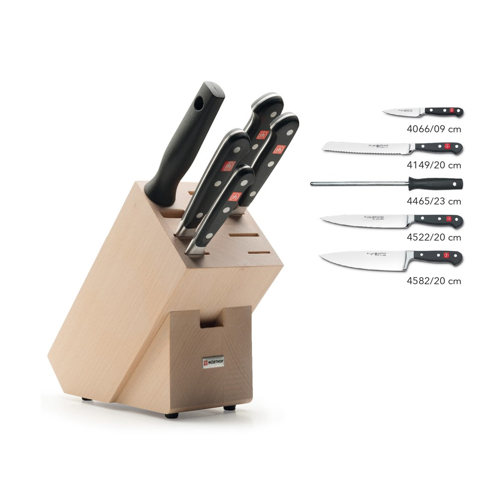 Classic Knife block set 5 piece, Beech-0