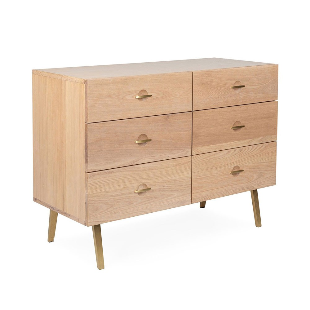 Crawford 6 Drawer Chest, H72 x W100cm, Light Oak-1