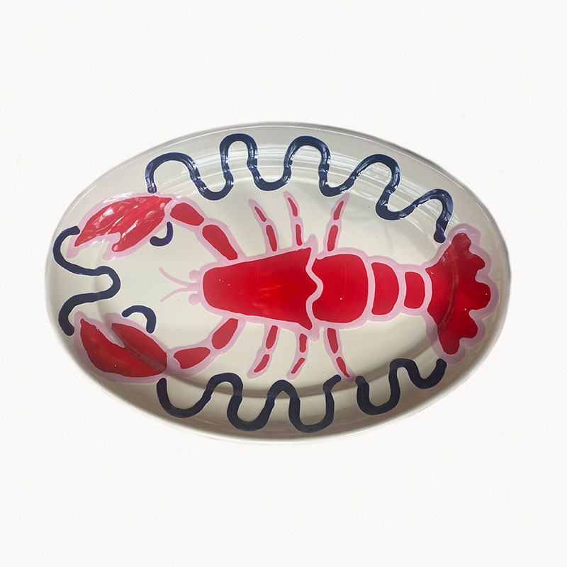 Lobster Oval Platter, L41 x W29cm, Red-1