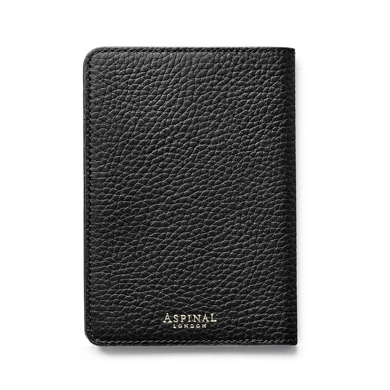 Passport Cover with Card Slots, H14 x W10cm, Black Pebble-0