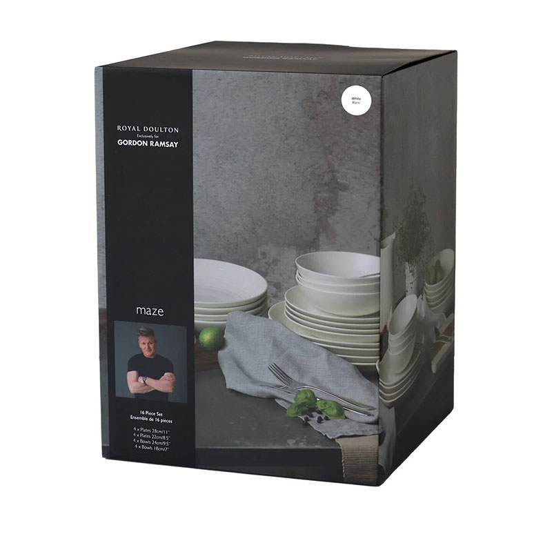 Gordon Ramsay Maze 16 Piece Dinnerware Set, White-5