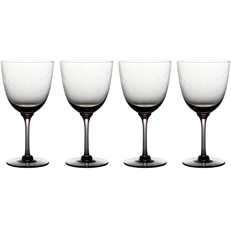 Stars Set of 4 Wine Glasses, 250ml, Smoky-0