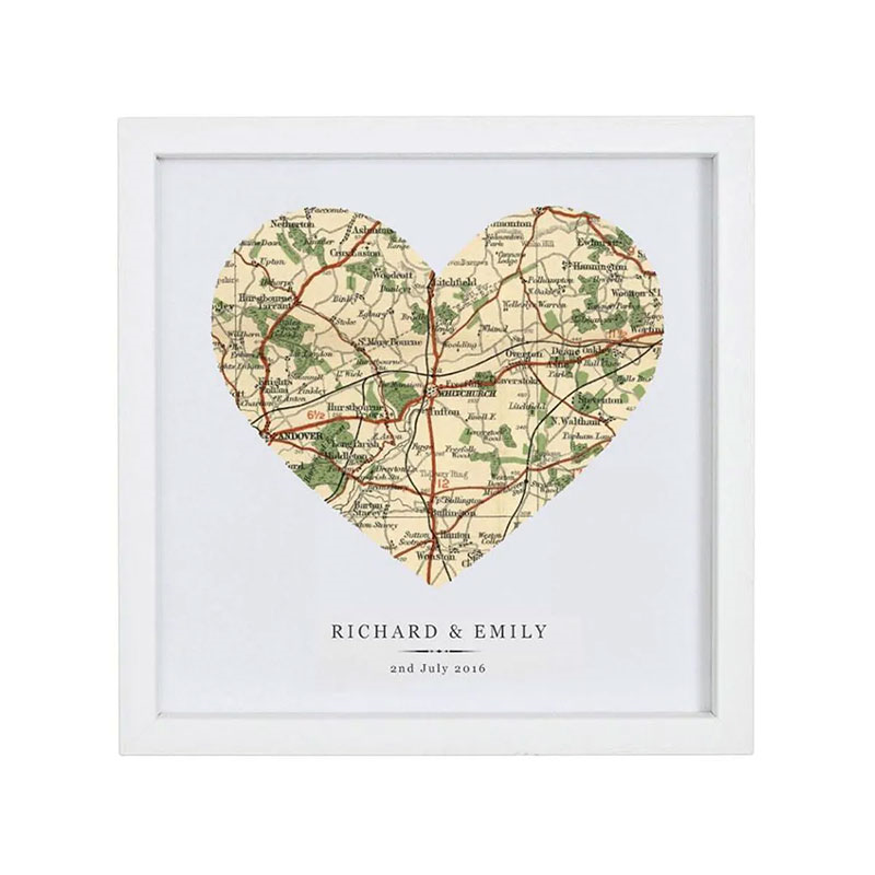 Personalised Heart Print, 20 x 20cm, White Frame-1