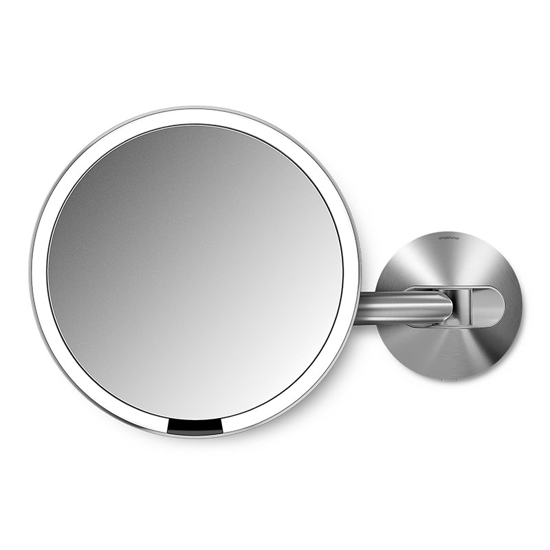 Wall Mount Sensor Mirror, D20cm, Brushed Steel-0