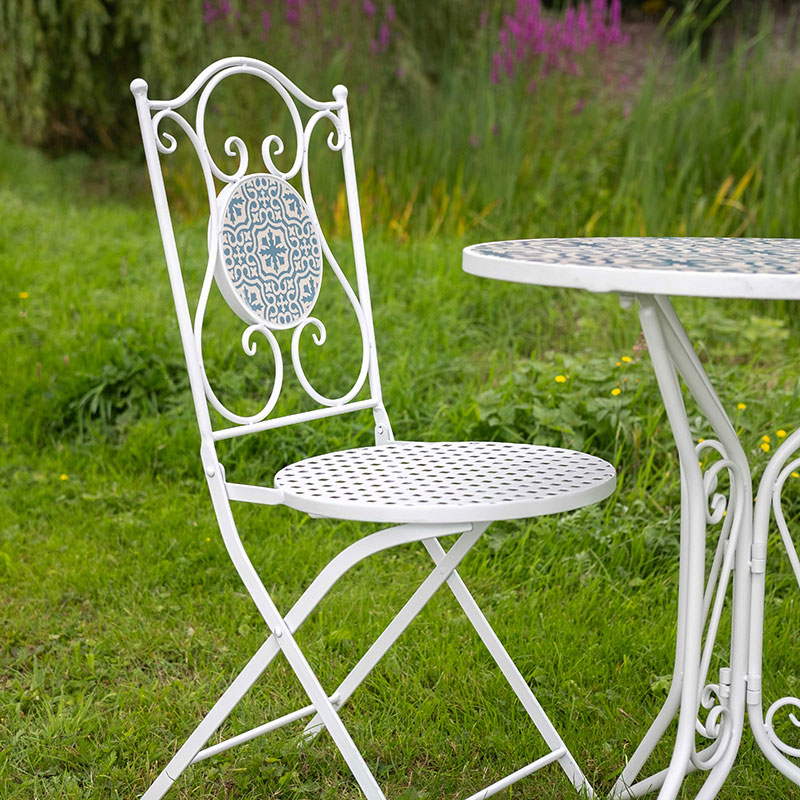 Mosaic 3 Piece Bistro Set, Blue & White-1