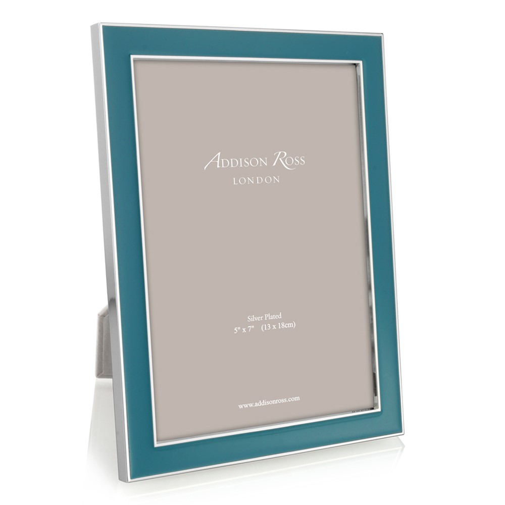 Enamel Range Photograph frame, 4 x 6" with 15mm border, teal with silver plate-0