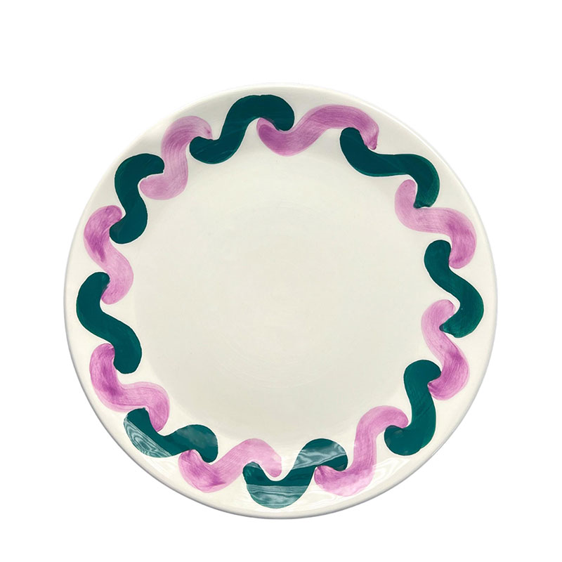 Onda Serving Plate, D31cm, Palm Green & Lilac-1