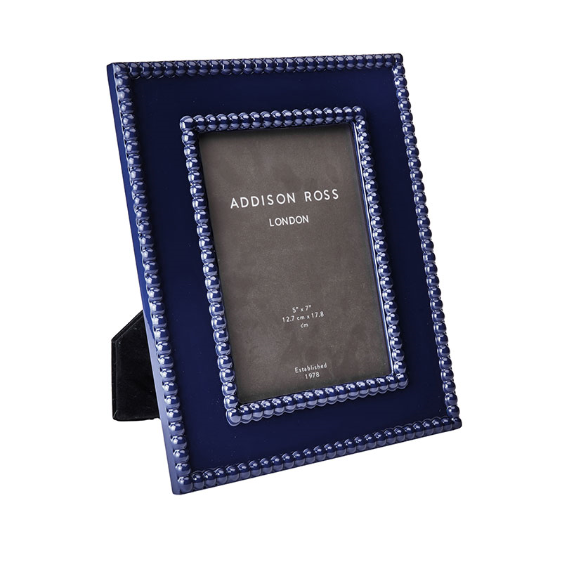 Lacquer Bobbin Photo Frame, 5 x 7", Navy-0