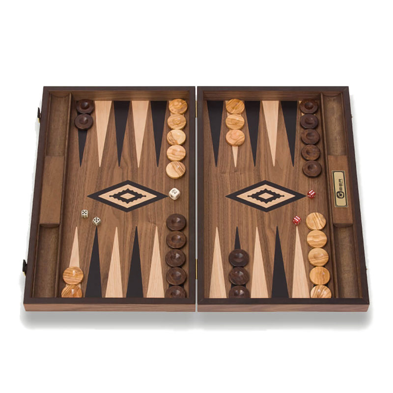 Uber Walnut Backgammon Set, Black-1