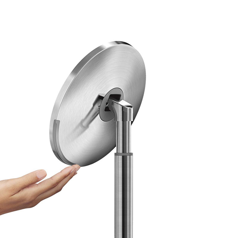 Sensor Mirror with Touch-Control Brightness, D20cm, Brushed Stainless Steel-3