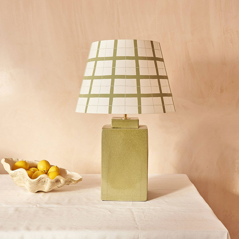 Hum London Gingham Lampshade, 35cm, Mossy Green-0