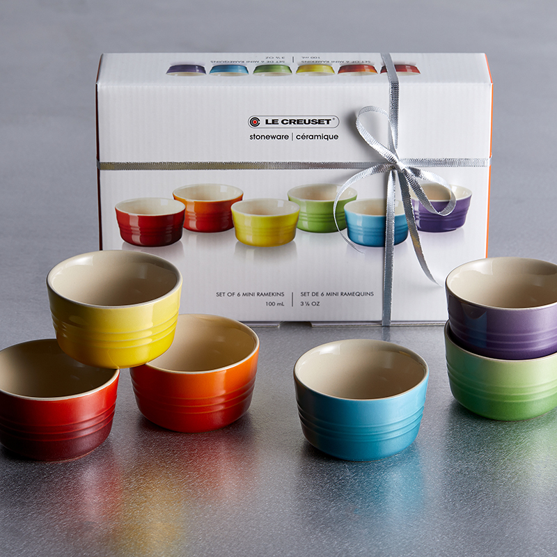 Stoneware Set of 6 mini ramekins, rainbow-6