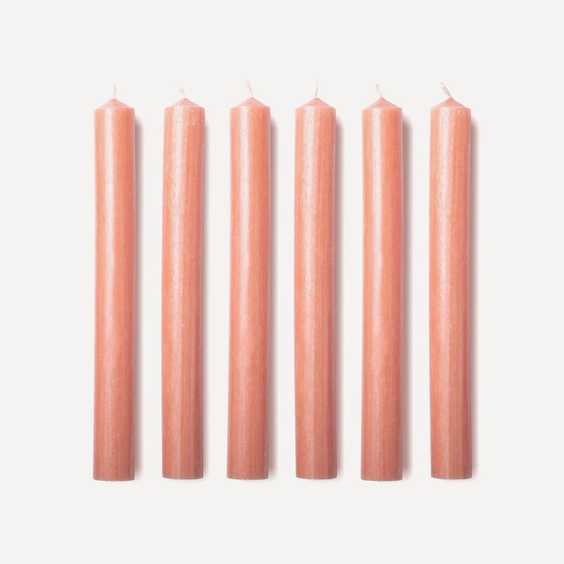 Cosmos Set of 6 Dinner Candles, H20cm, Orange-1