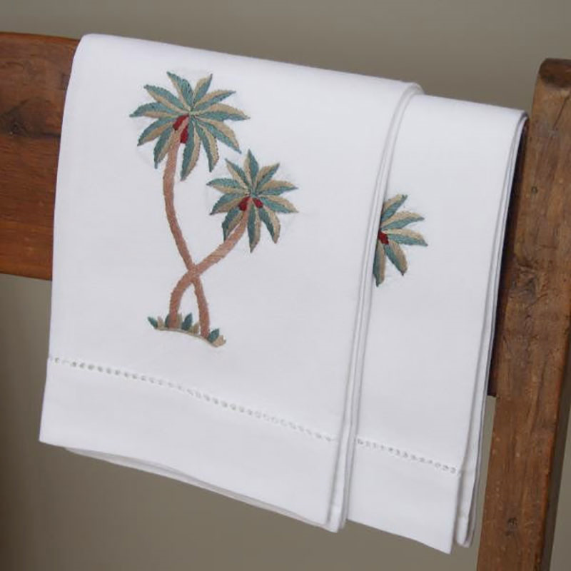 Palm Hand Towel, 38 x 58cm, White/Green/Red-3