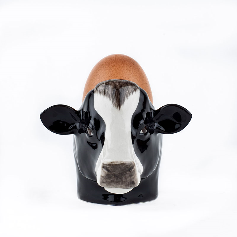 Friesian Cow Egg Cup, H8cm, Black & White-0