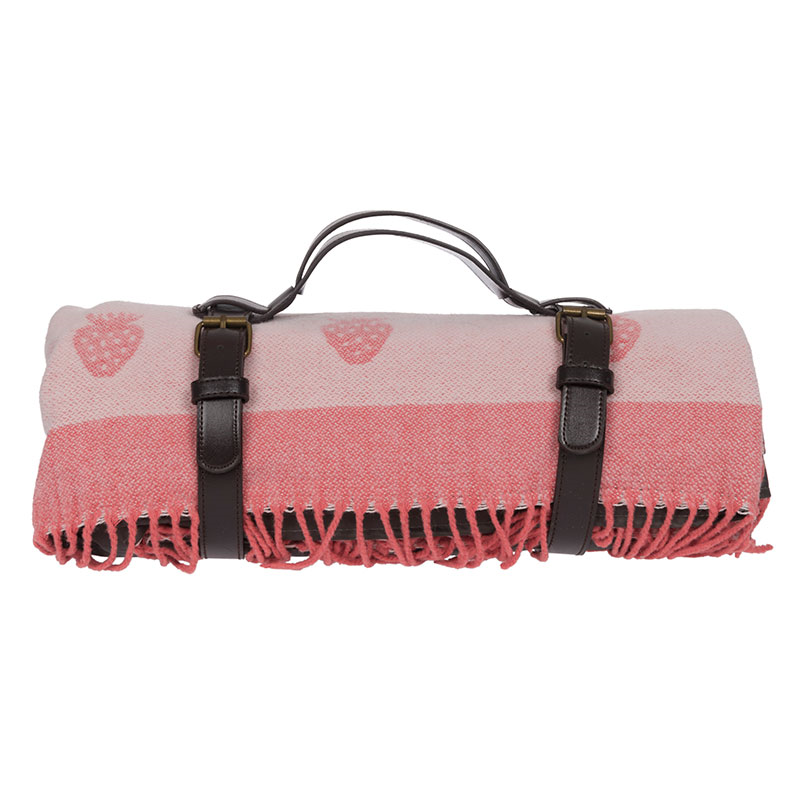 Strawberries Picnic Blanket, 145cm, Pink/Black-2