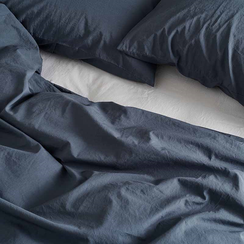 Relaxed Cotton Double Duvet Cover, Ink-3