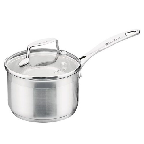 Impact Saucepan with glass lid, 18cm, Stainless Steel-0