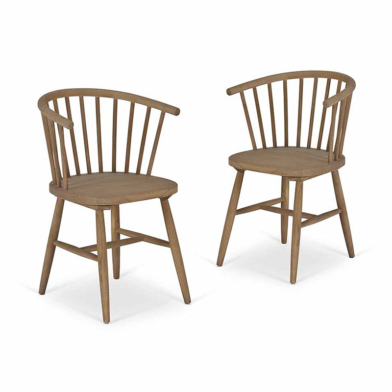 Landrake Set of 2 Curved Back Dining Chairs, Natural-1