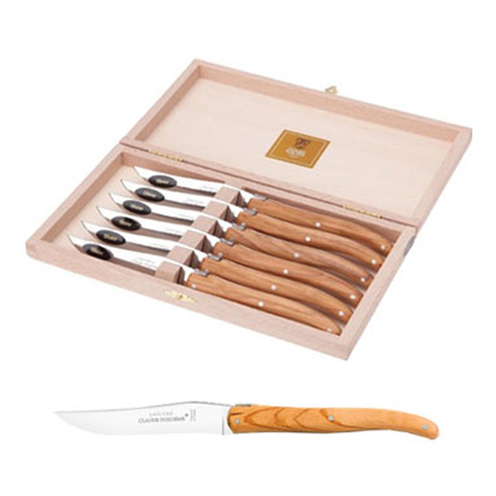 Laguiole Set of 6 steak knives, Olive Wood-0