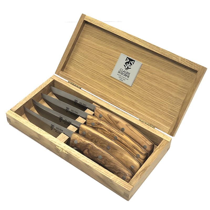 Berlingot Boxed Set of 4 Steak Knives, Olivewood-0