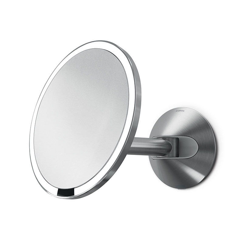 Wall Mount Sensor Mirror, D20cm, Brushed Steel-3