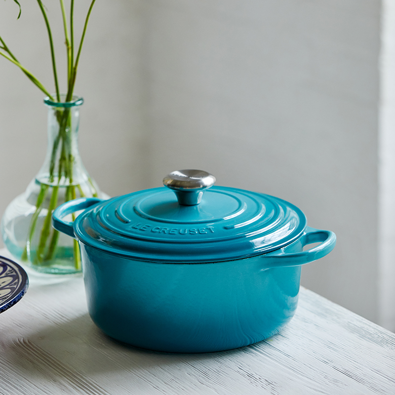 Signature Cast Iron Round casserole, 26cm - 5.3 litre, Teal-5