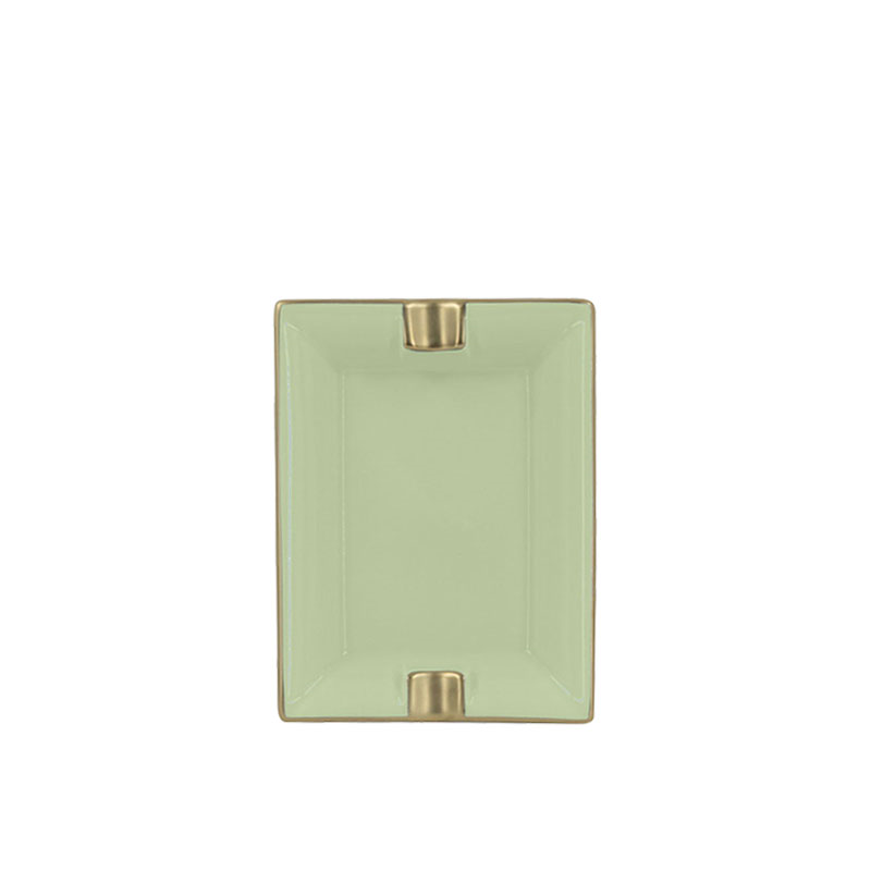 Sous Le Soleil Ashtray, W9.5 x L11cm, Matt Gold Classic Pastel Green-0