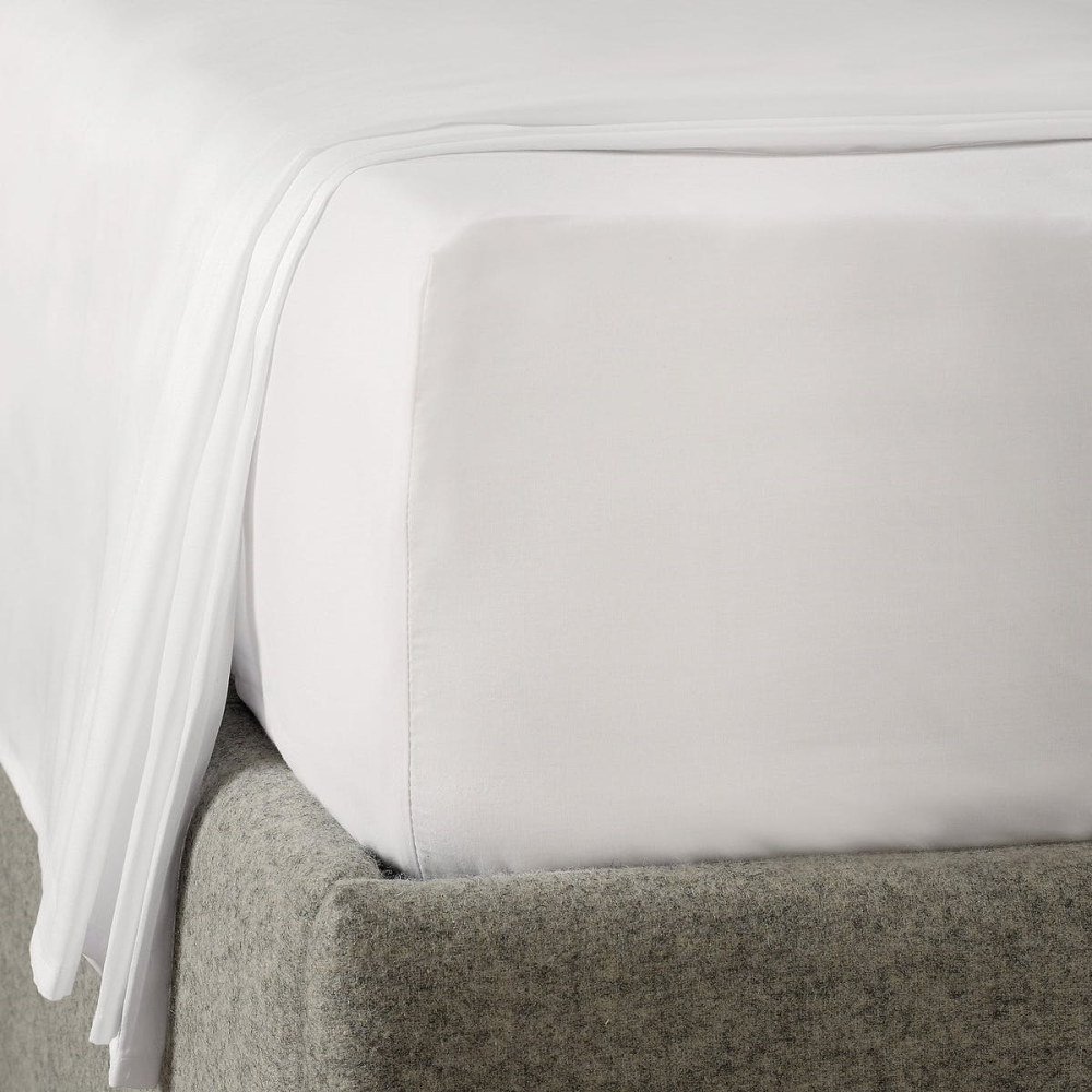 Savoy - 400 Thread Count Egyptian Cotton Double deep fitted sheet, W140 x L190 x D34cm, White-0