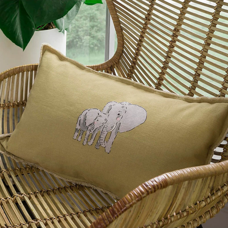 ZSL Elephant Cushion, H30 x L50cm, Mustard-1