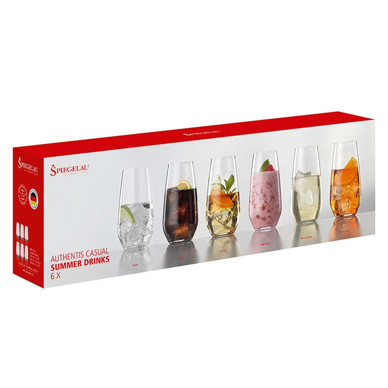 Authentis Casual Set of 6 Summer Drinks Glasses, 550ml, Clear-2