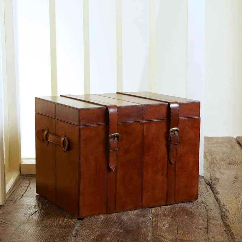 Leather Medium trunk, 51 x 39 x 39cm, Conker Brown-4