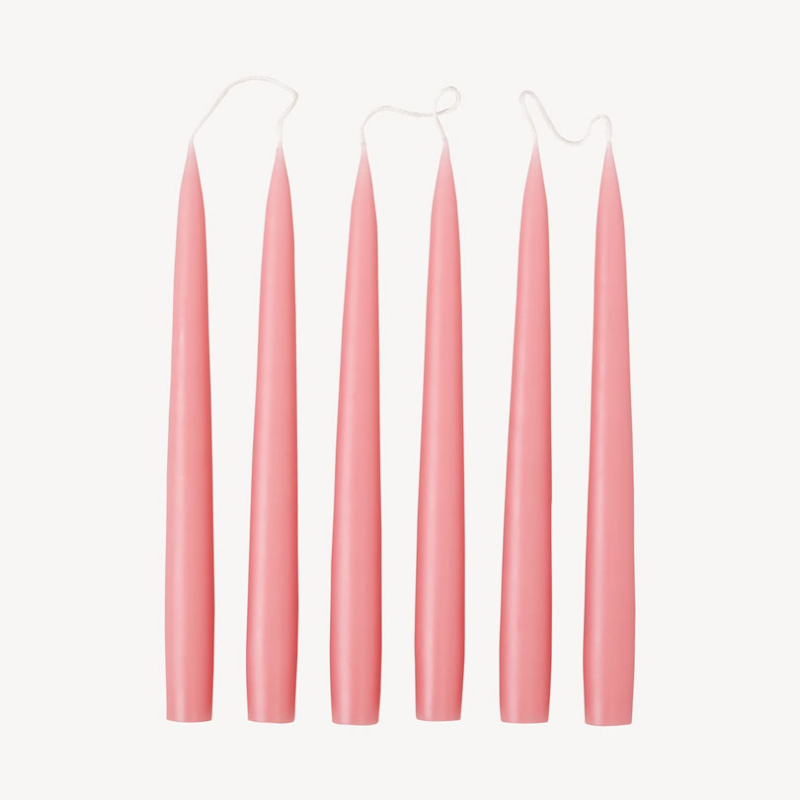 Set of 6 Tapered Dinner Candles, H25cm, Vintage Rose-0