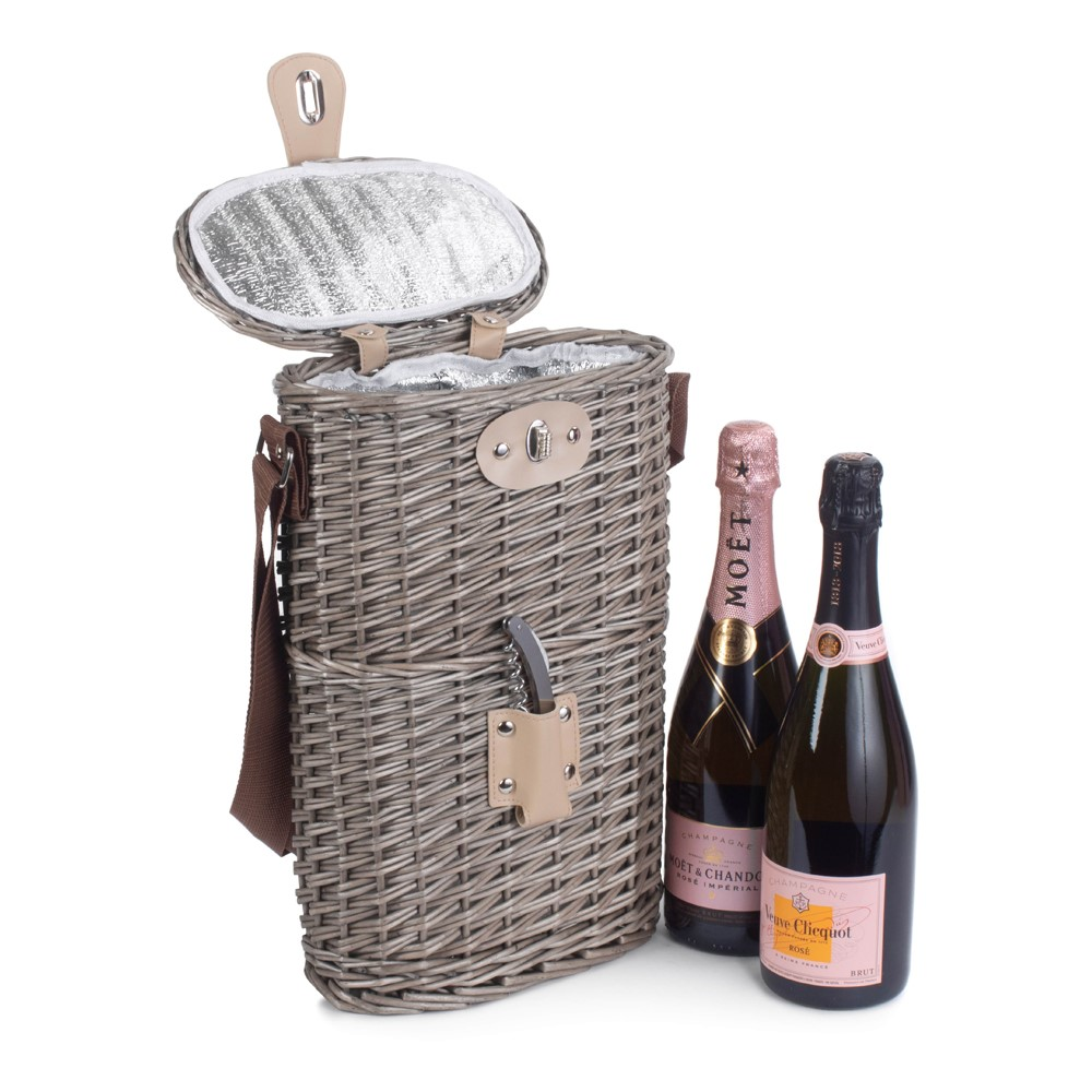 Insulated Carry basket - 2 Bottle, 26 x 15 x 37cm, Brown-0