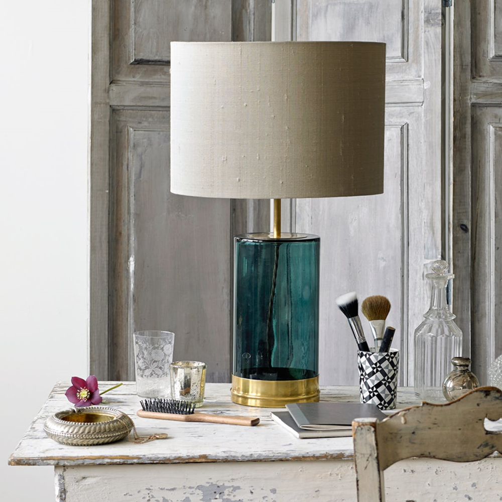 Wisteria Table lamp - base only, H39 x W15cm, Brass And Green Glass-0