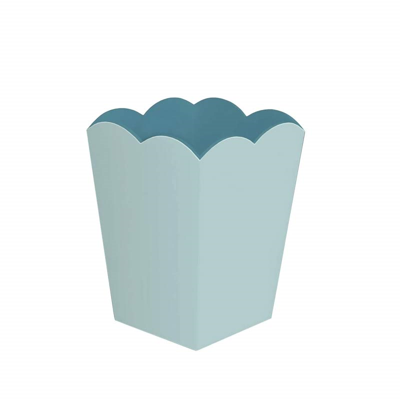 Scalloped Bin H30cm, Eau De Nil, 30cm, Eau de Nil and Turquoise-1