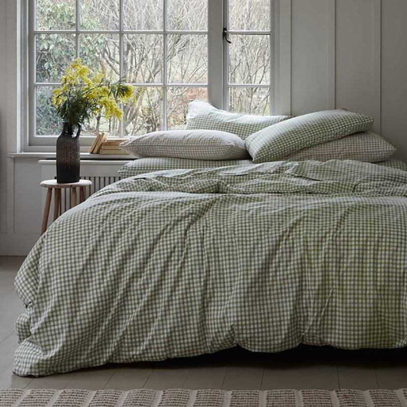 Gingham Check Duvet Cover, King, Pear-0