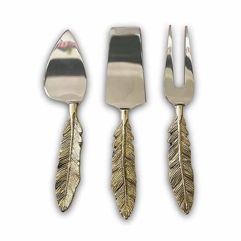 Feather Cheese Utensil Set, Gold & Silver-0