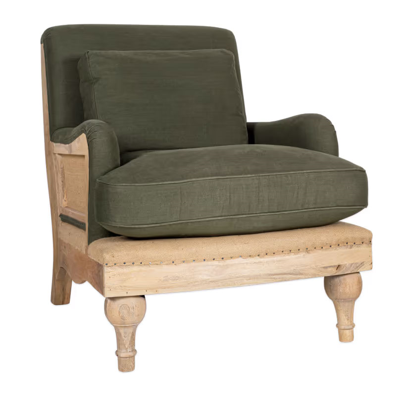 Abe Linen Armchair, Olive-7