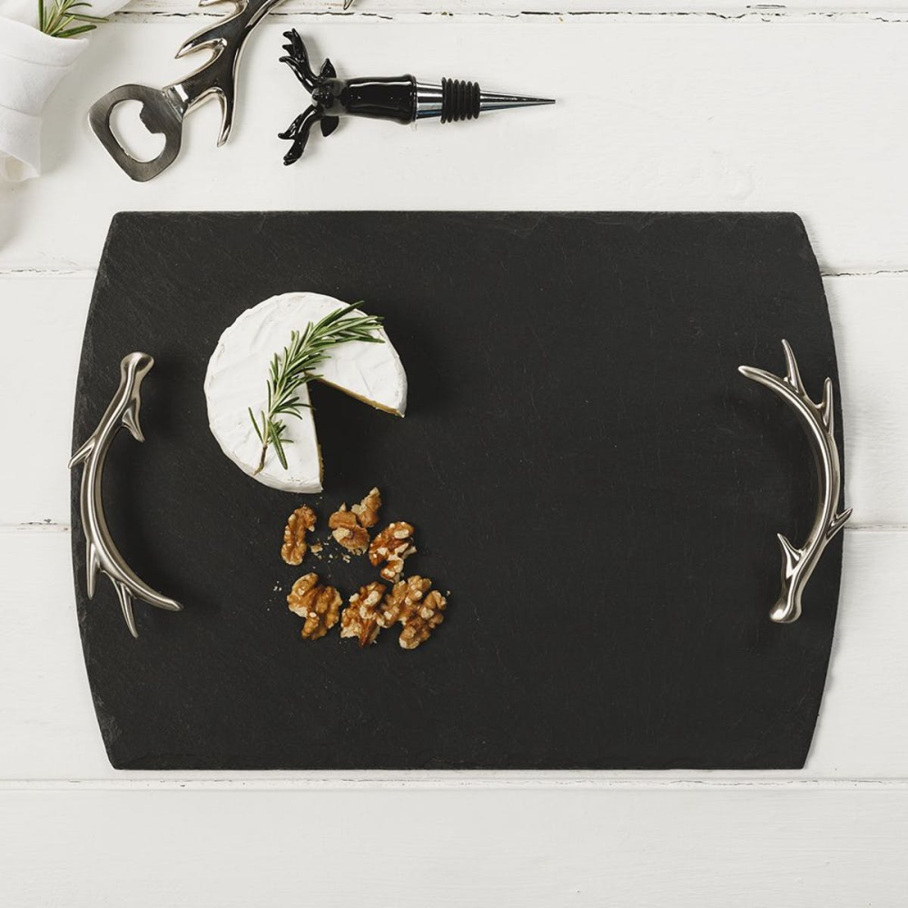 Serving tray with antler handles, 35 x 25cm-0