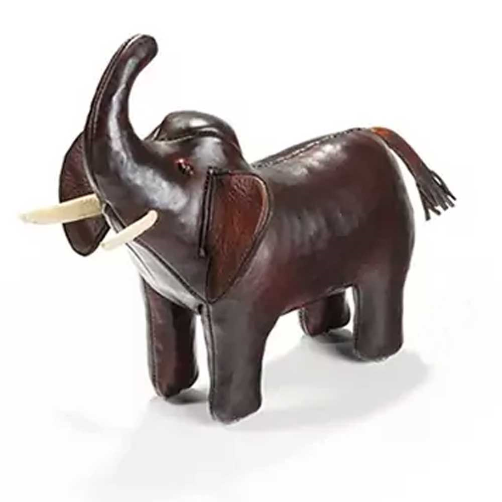 Hand Crafted Leather Elephant, Miniature-0