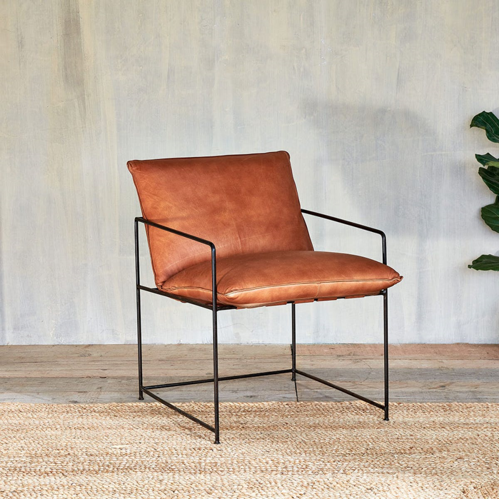 Durium Leather Lounger, Aged Tan and Black-0