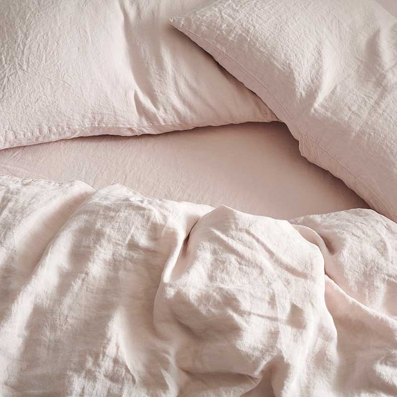 Linen King Size Duvet Cover, Rose-2