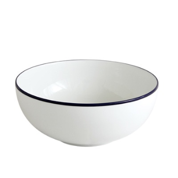 Salad Bowl, Canteen, White/Blue Rim, 24cm-0