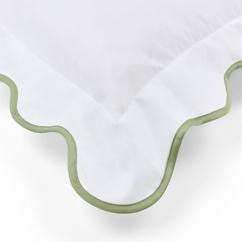 Alexandra Wavy Scalloped Pair of Pillowcases, King, Sage-4