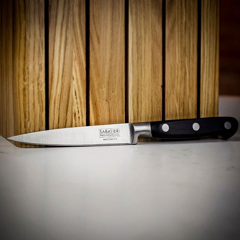 Knife Block, Oak with 5 Sabatier Knives-4