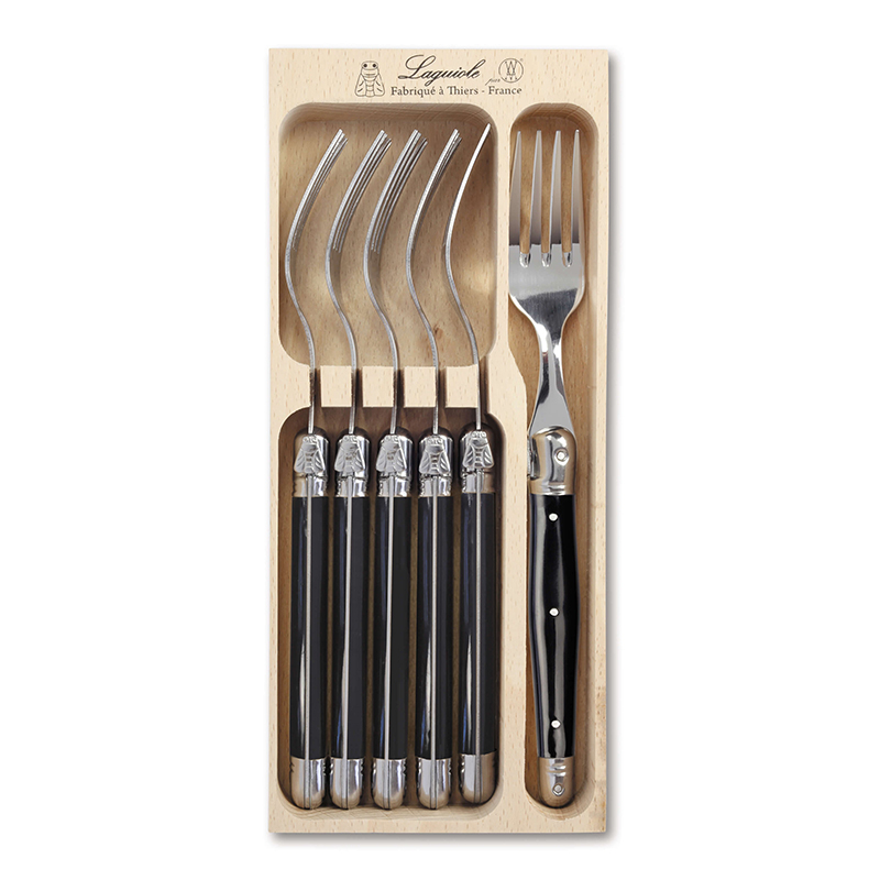 Set of 6 Forks in Tray, Black-0