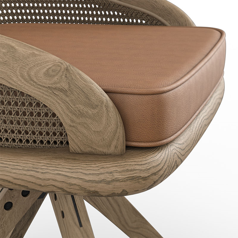 Carlos Cane Swivle Chair, Natural-5