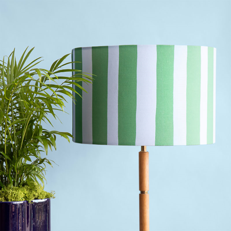 Stripe Drum Shade, 35cm, Blue & Green-0