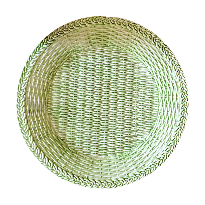 Wicker Dinner Plate, D21cm, Green-0